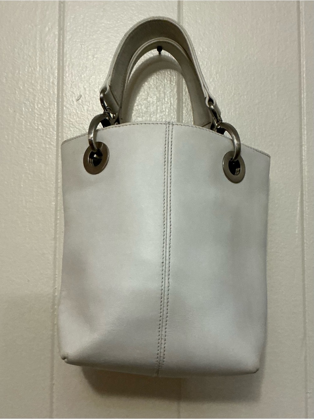 HTF Vintage Hobo International White Leather Y2K Little Cute Top Handle Handbag